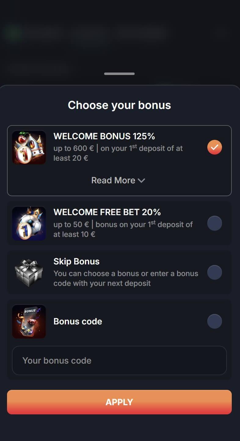 Beef Casino iepazīšanās bonusa izvēle