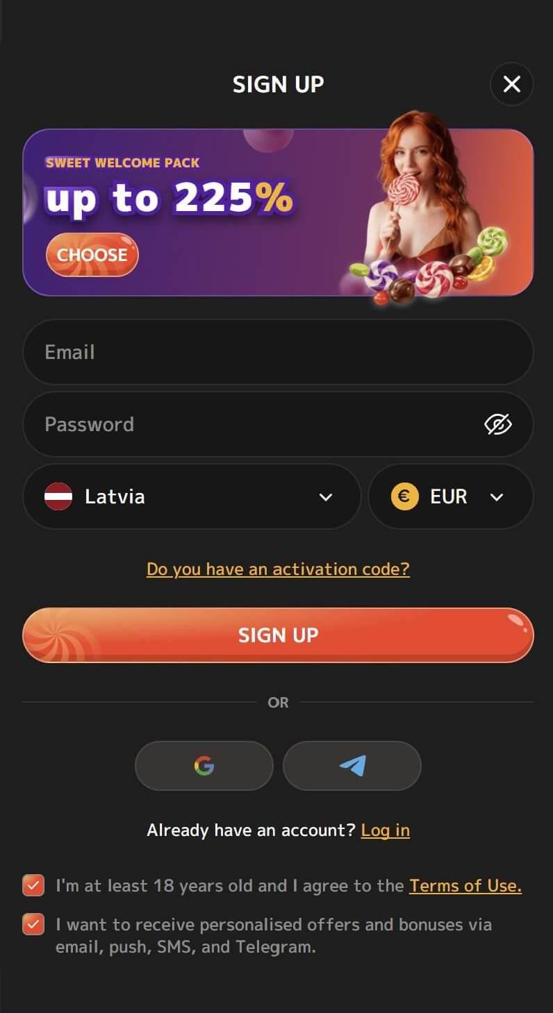 Iris Casino reģistrācijas forma