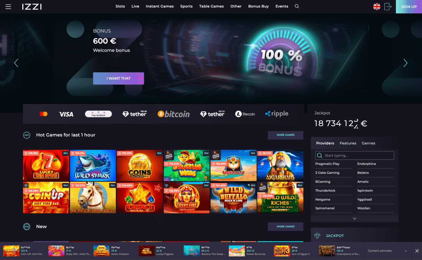 Izzi Casino dizains 1