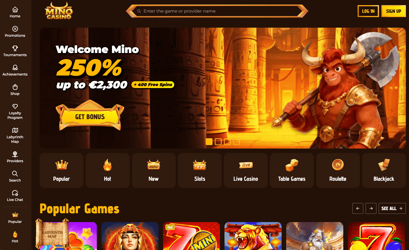 Mino Casino dizains 1