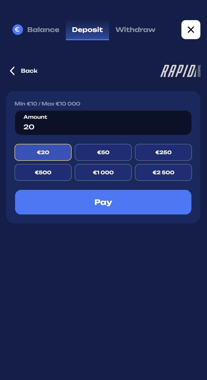 Fugu Casino iemaksas summas ievade