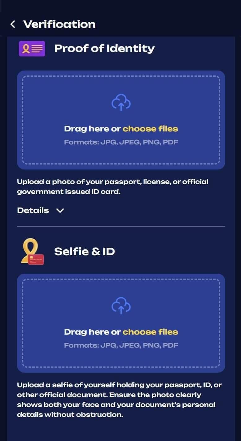 Fugu Casino konta verifikācijas sadaļa